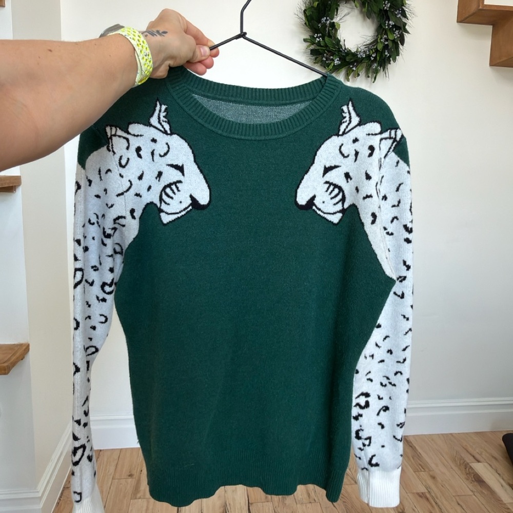 Green Leopard Sweater